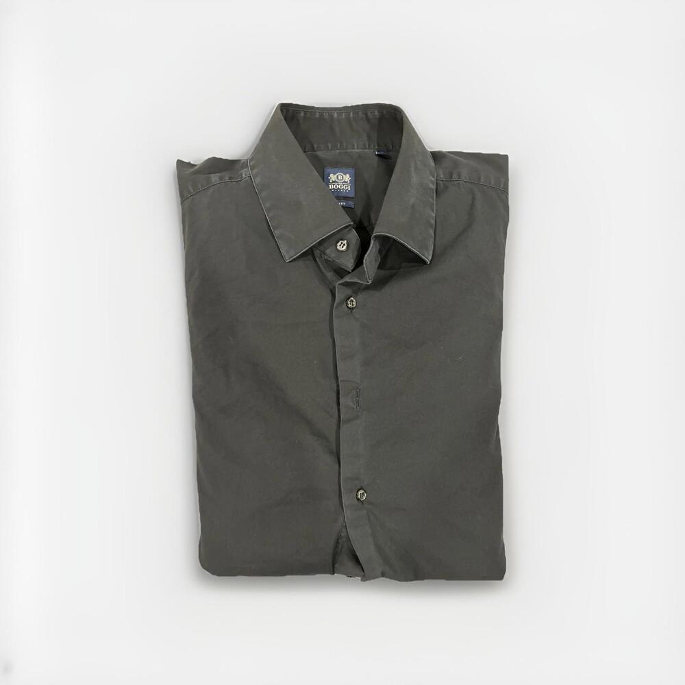 BOGGI MILANO MENS DRESS SHIRT BLACK 17/43 XL SLIM FIT MADE IN ROMANIA VGC!